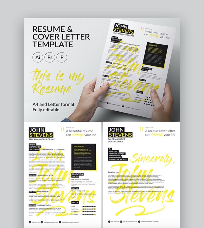 20 Free Professional Resume Cover Letter Format Templates for Jobs 2020